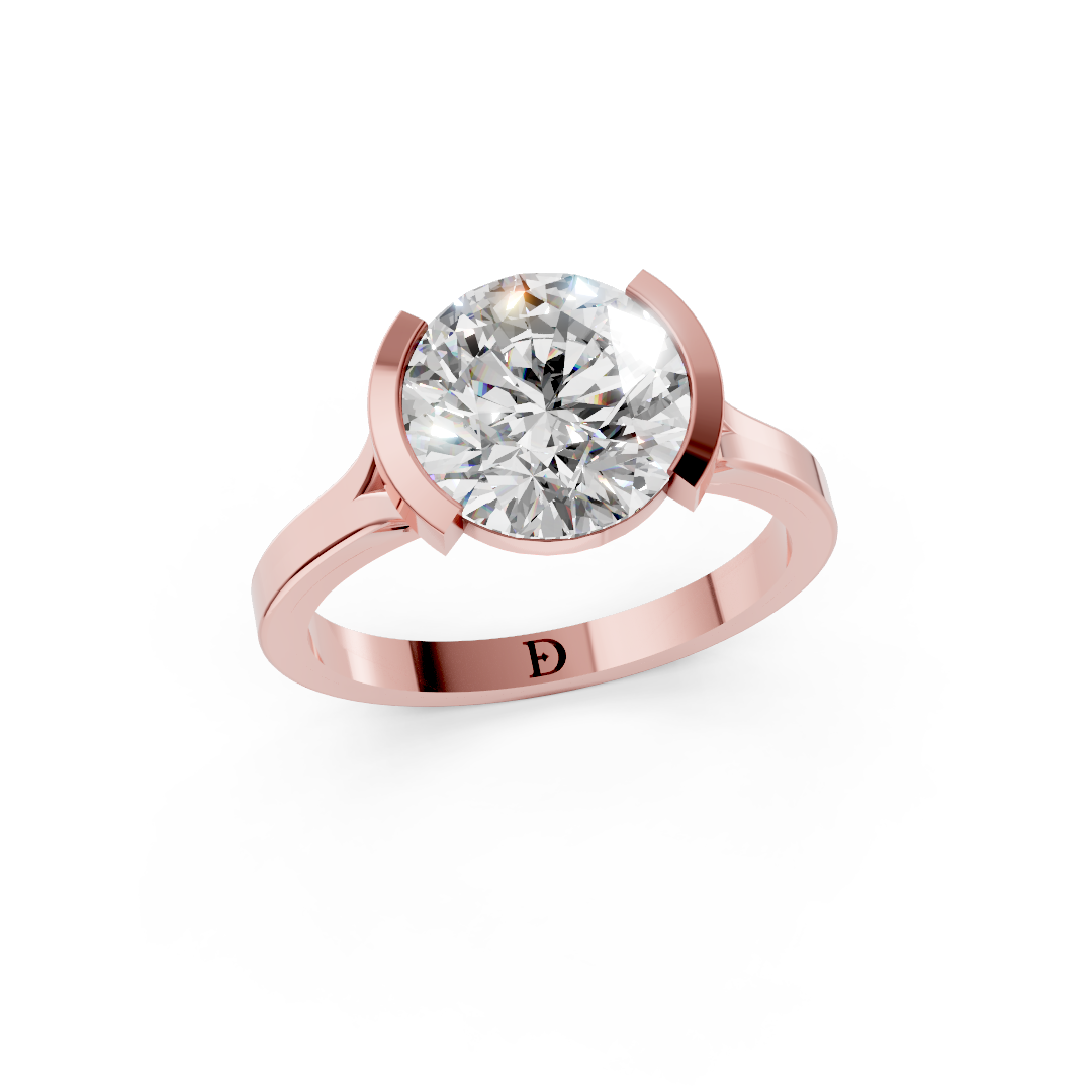 Round Cathedral Half Bezel Solitaire Ring