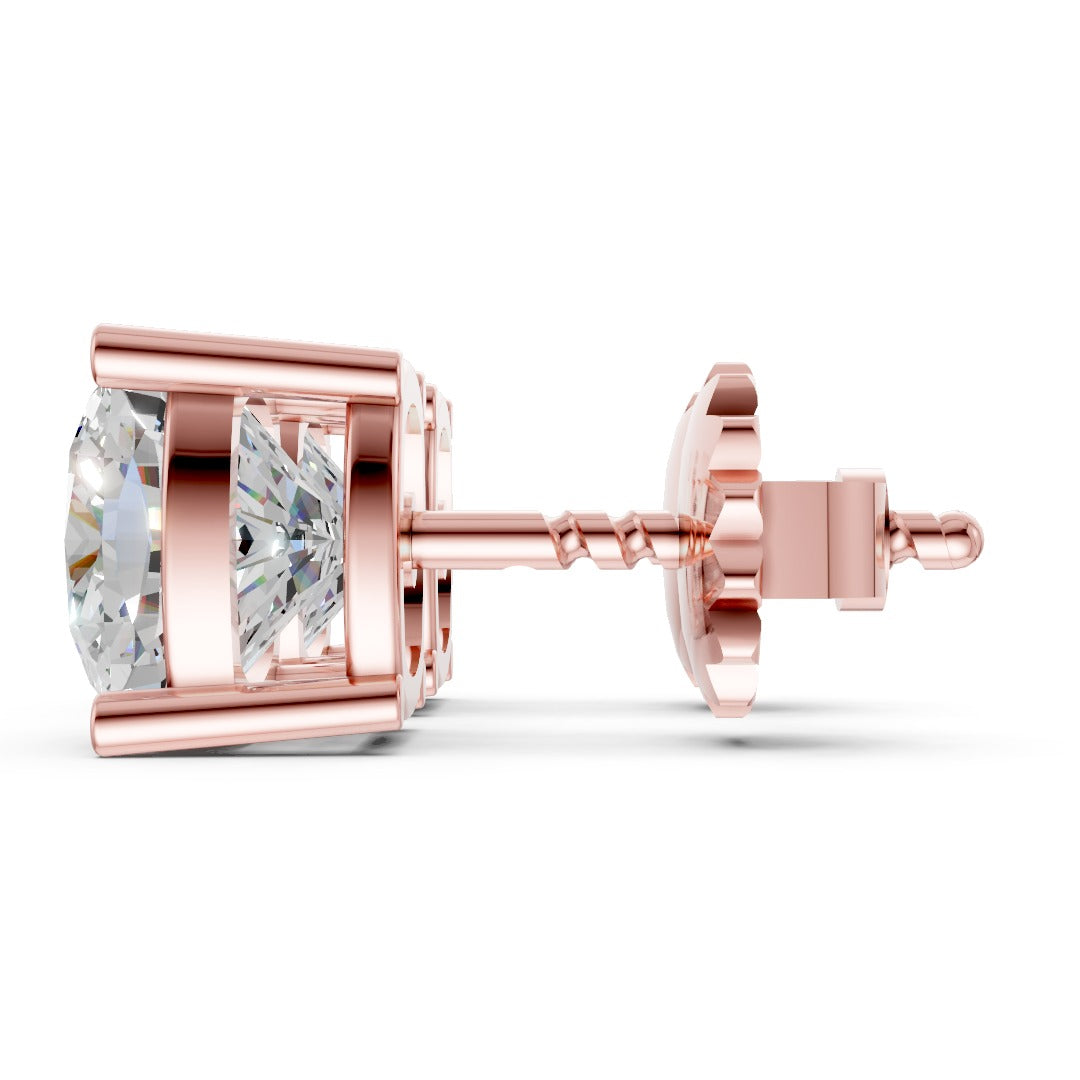 Cushion Cut Diamond Stud Earrings in Scalloped Basket Setting