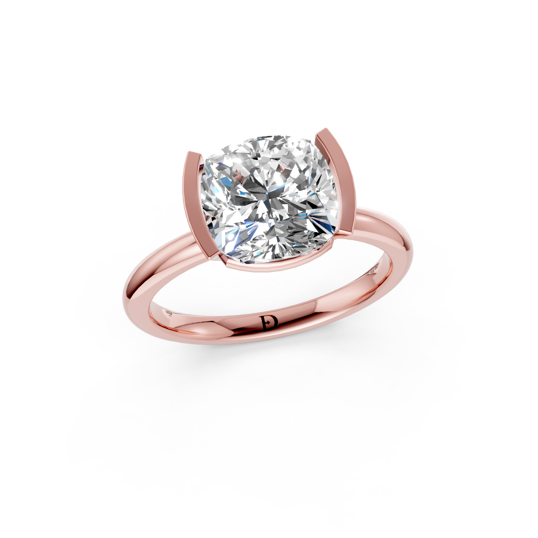 Cushion Cut Half Bezel Set Ring