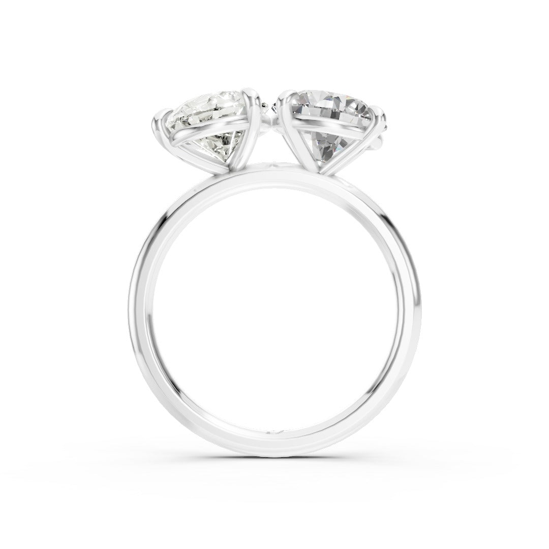 Toi et Moi Pear And Round Cut Engagement Ring