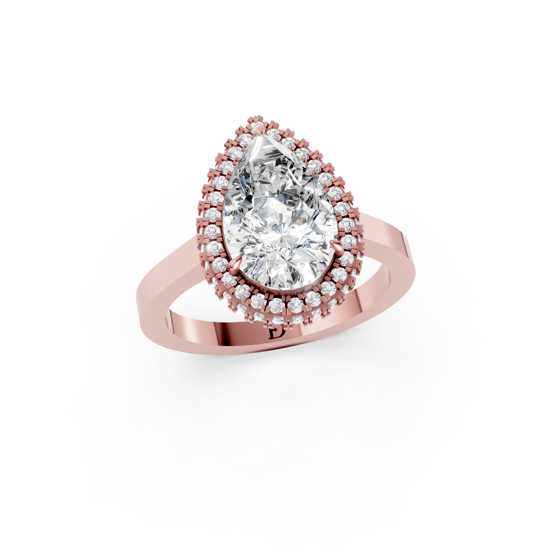 Pear Diamond Double Halo Ring