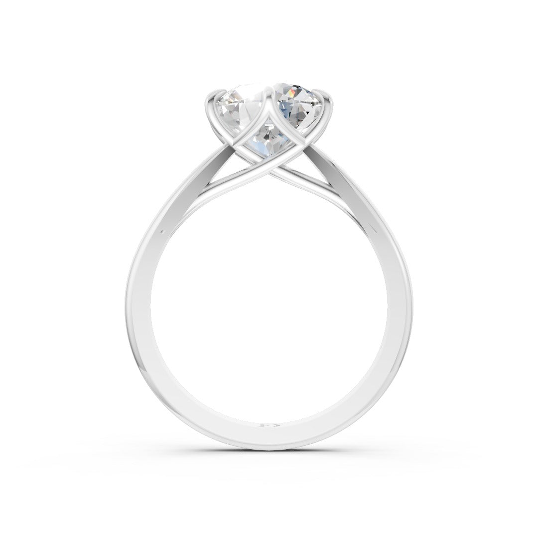 Round Cut Solitaire Cathedral Set Ring With Six Prong