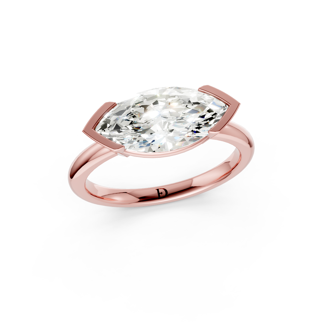 Marquise Cut Half Bezel Set Ring
