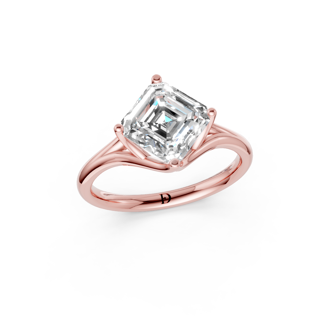 Asscher Diamond Art Deco Ring