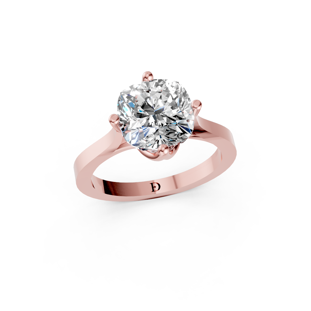 Cushion Cut Diamond Cathedral Shank Ring