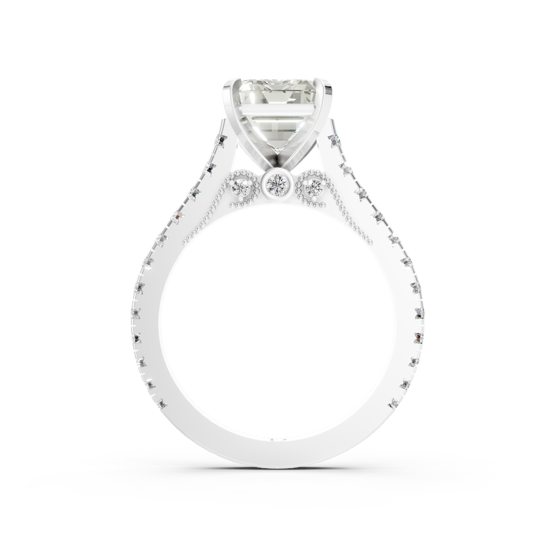 Emerald Diamond Graduation Set Engagement Ring