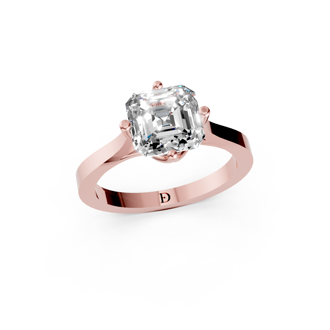 Asscher Cut Diamond Cathedral Shank Ring