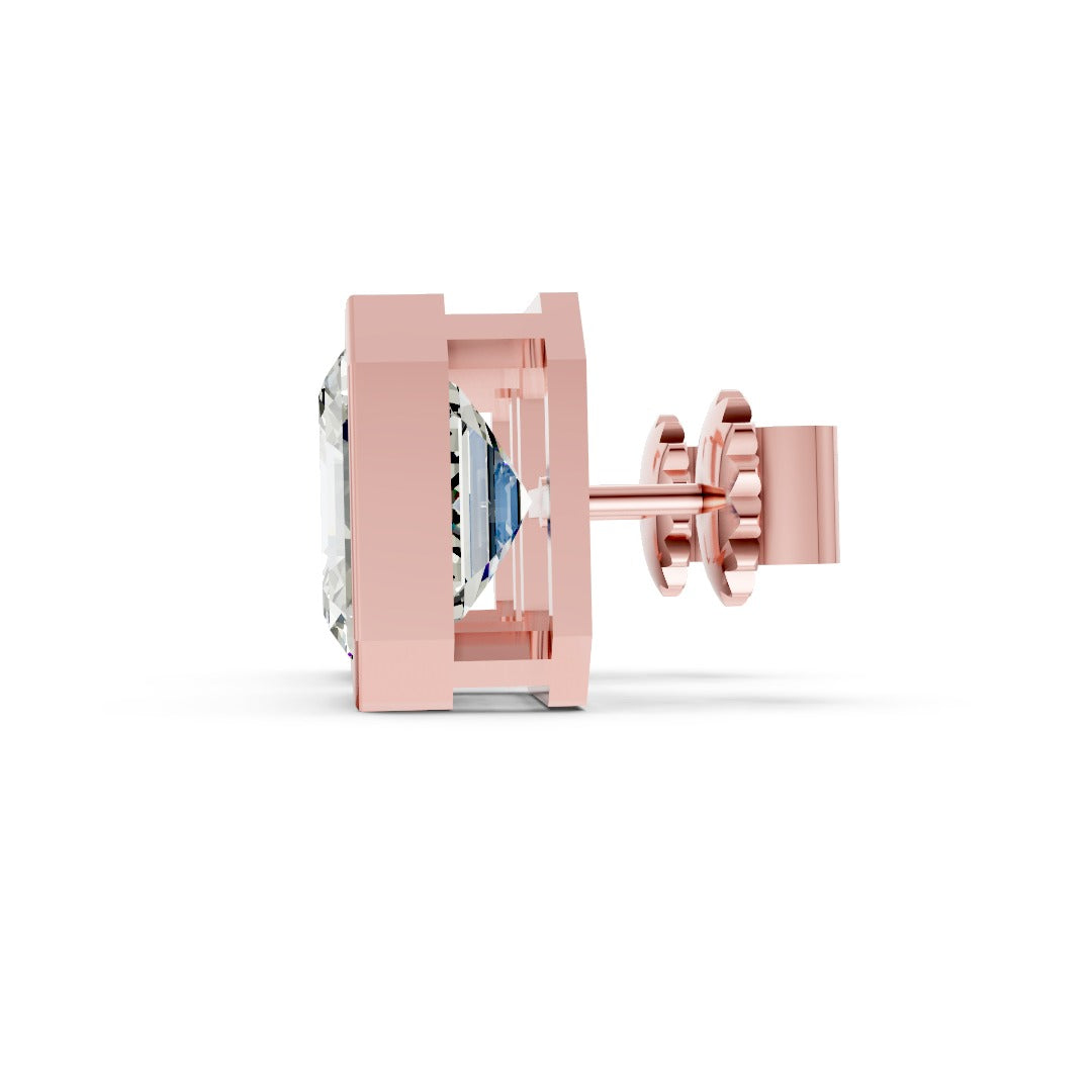 Asscher Cut Lab Grown Diamond Bezel Set Stud Earring