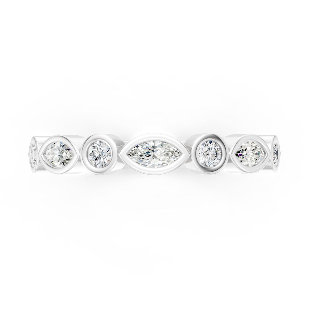 Marquise and Round Diamond Stackable Wedding Band
