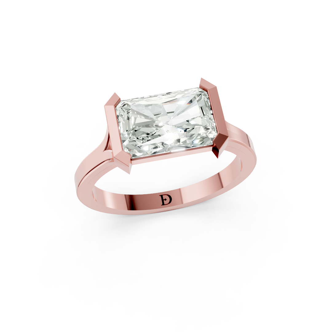 Radiant Cathedral Half Bezel Solitaire Ring