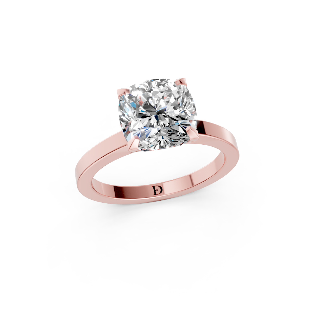 Cushion Cut V-Cathedral Shank Ring