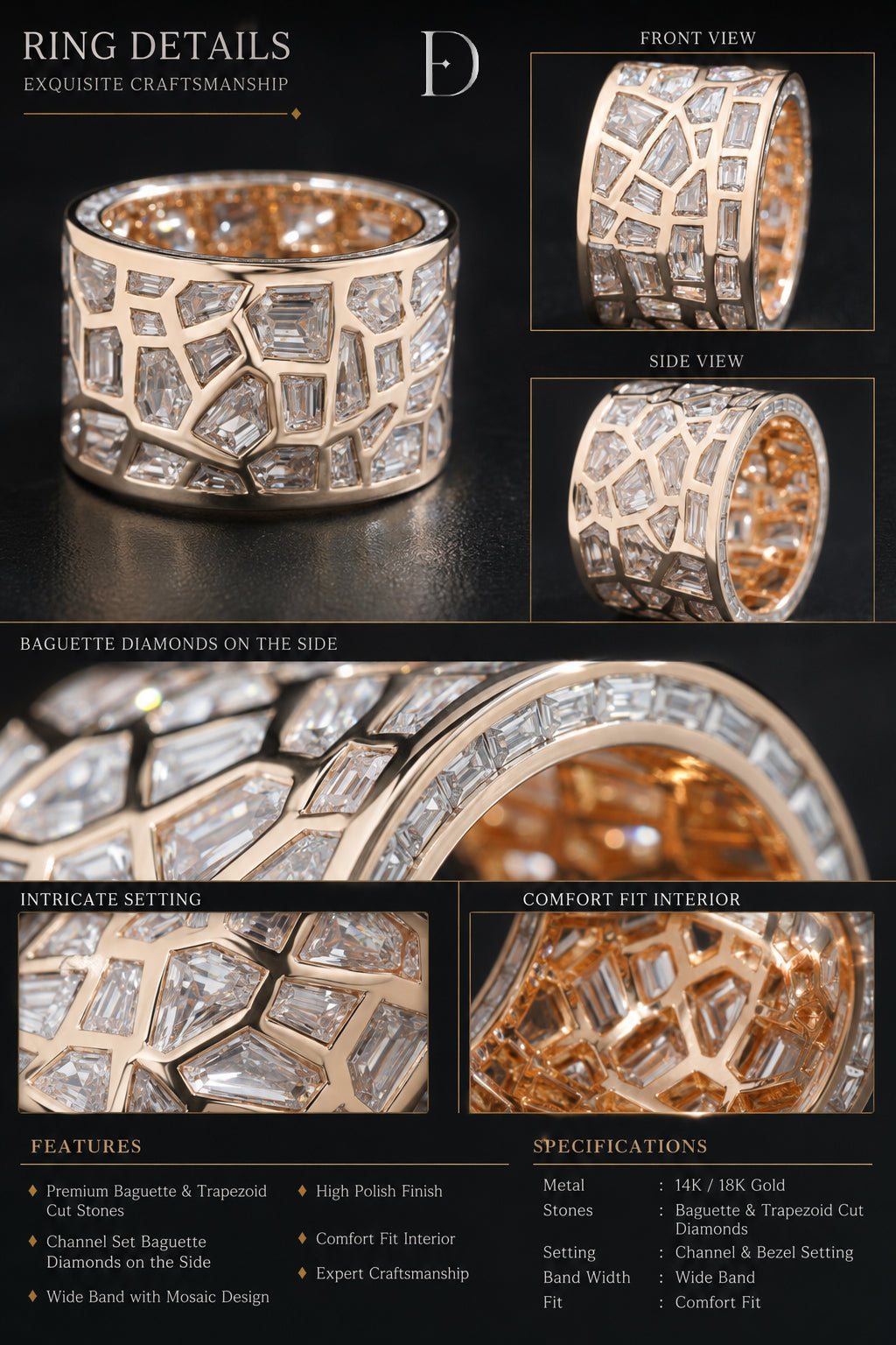 Broken Mirror Ring With Yellow Setting
