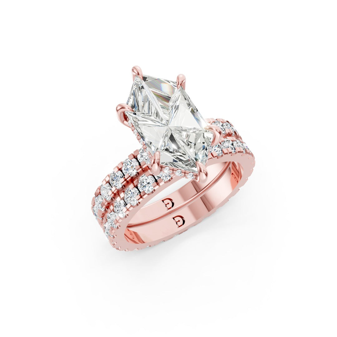 Dutch Marquise Lab Cut Double Diamond Pave Ring