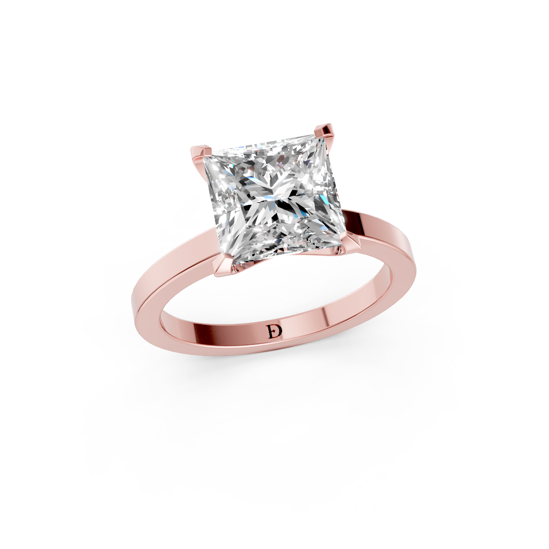 Princess Cut V-Cathedral Shank Ring