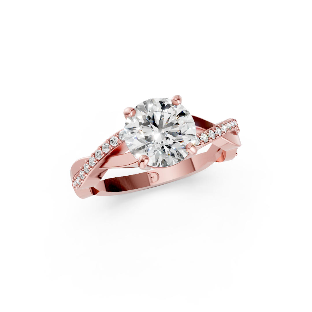 Round Cut Diamond Pave Set Criss-Cross Ring