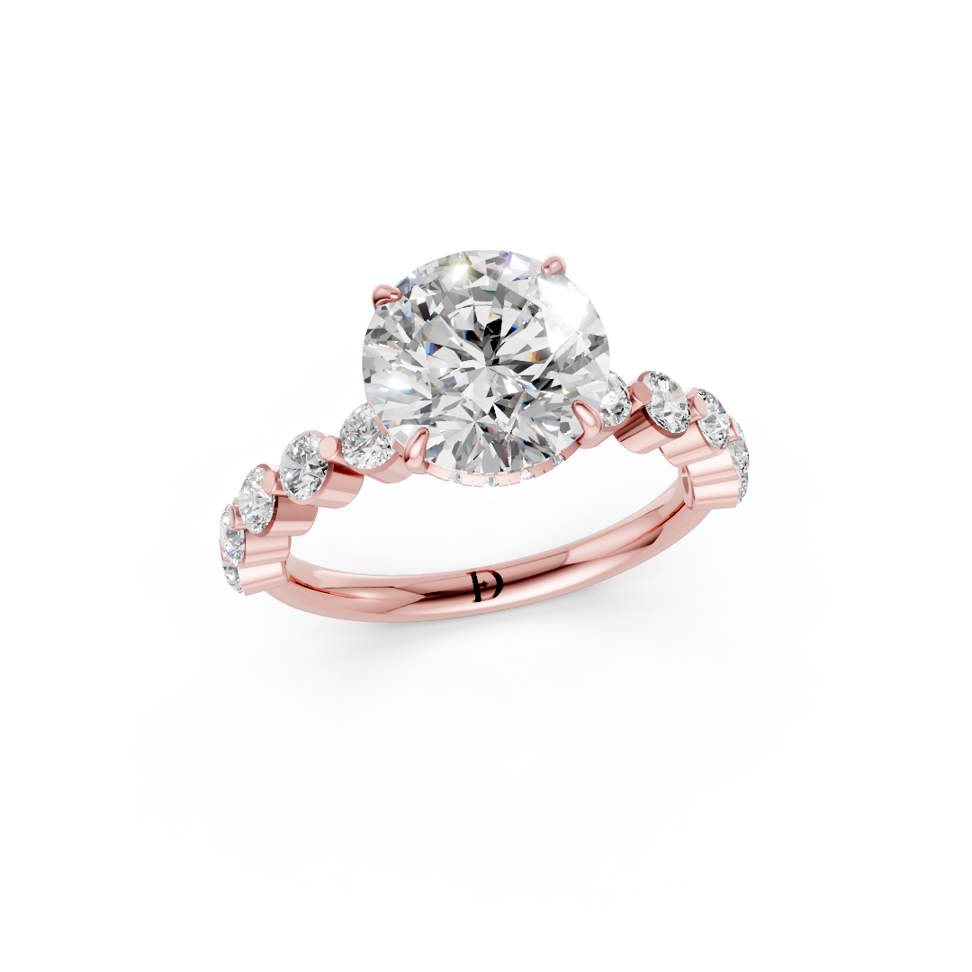 Round Diamond Shared Prong Engagement Ring