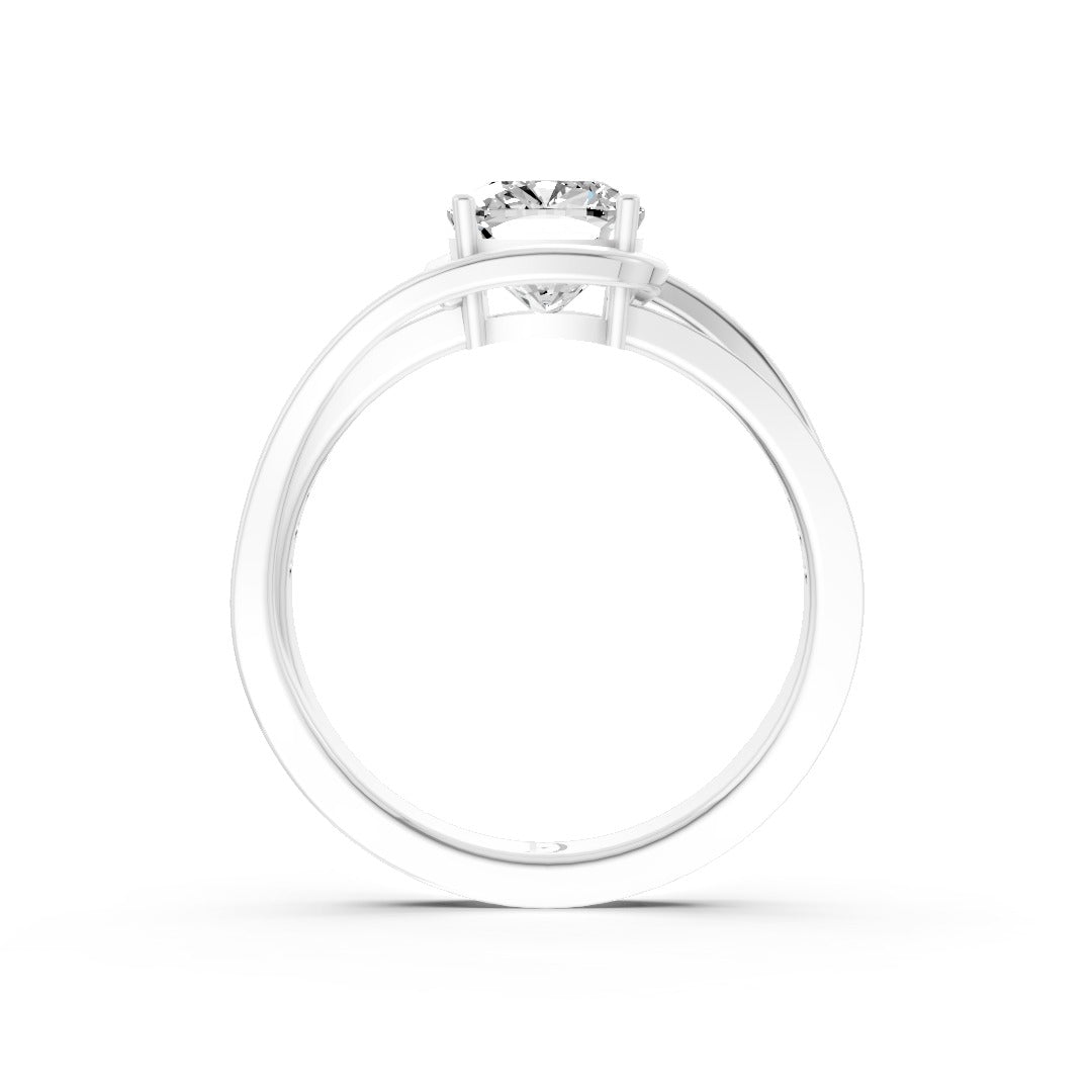 Cushion Accented Bypass Lab Diamond Engagement Ring