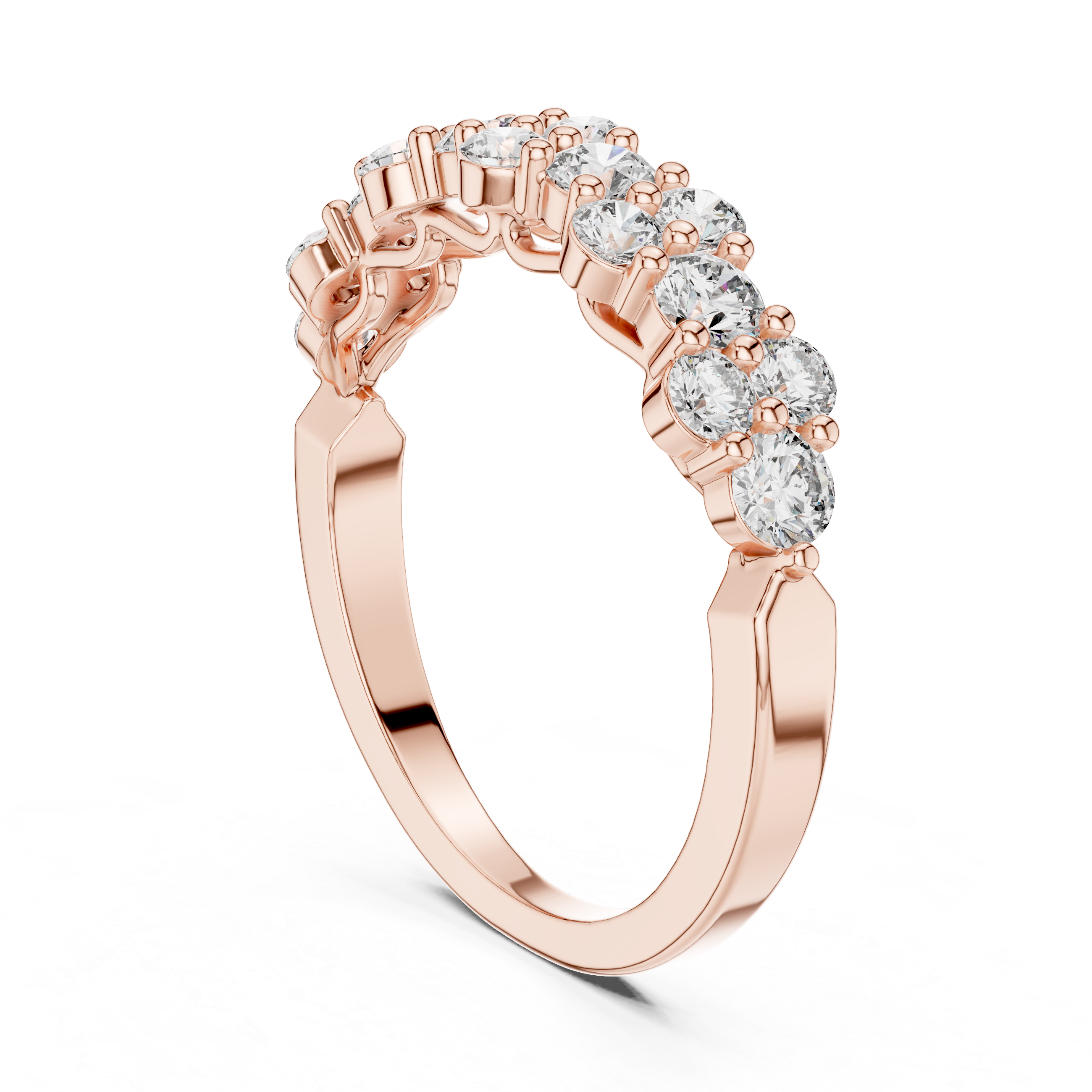 Staggered Double Row Diamond Wedding Band