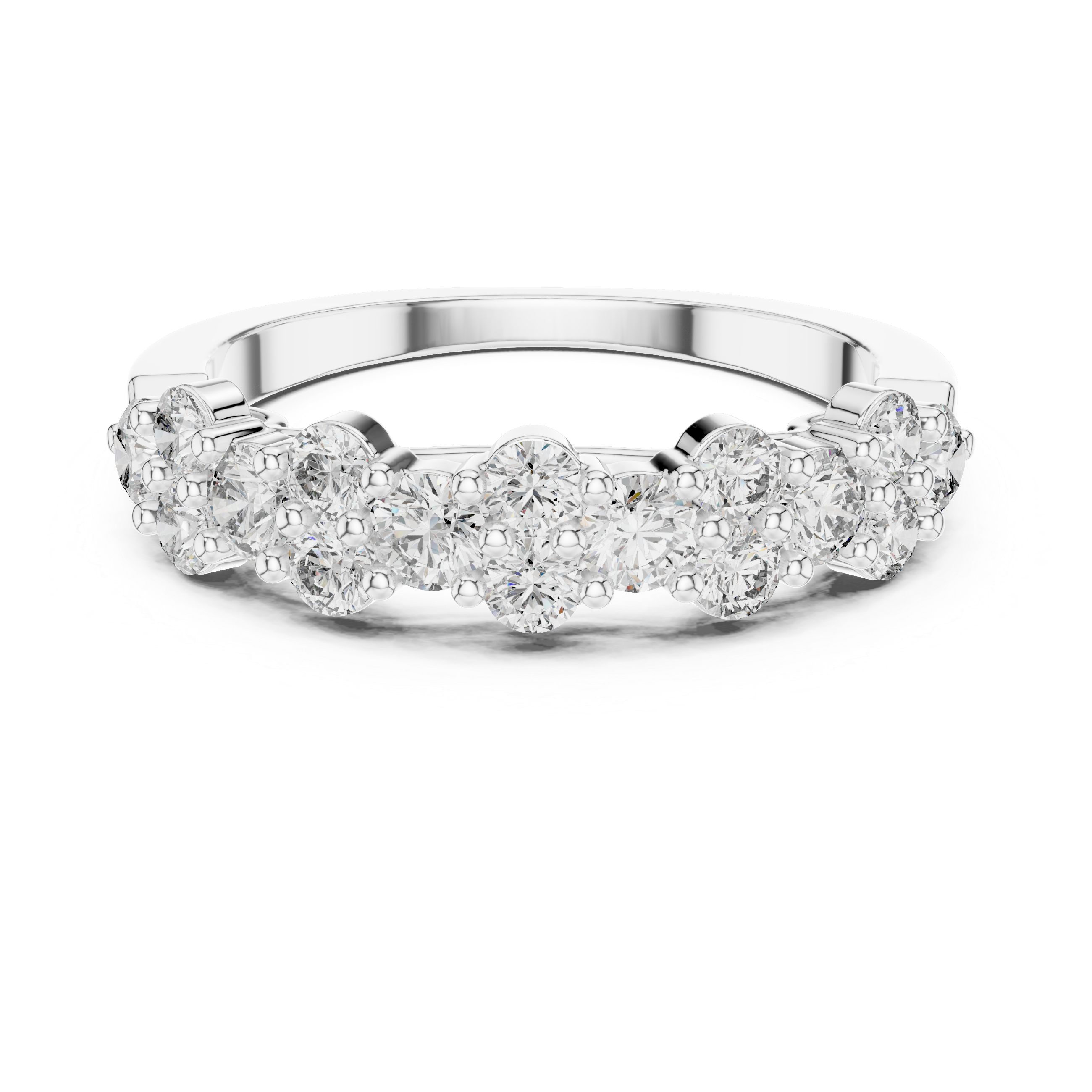 Staggered Double Row Diamond Wedding Band