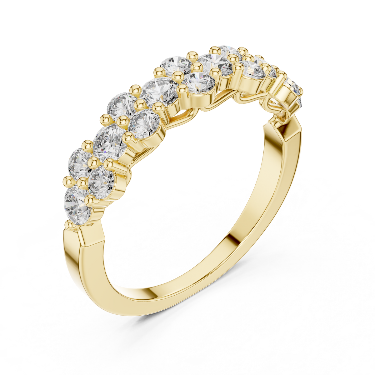 Staggered Double Row Diamond Wedding Band