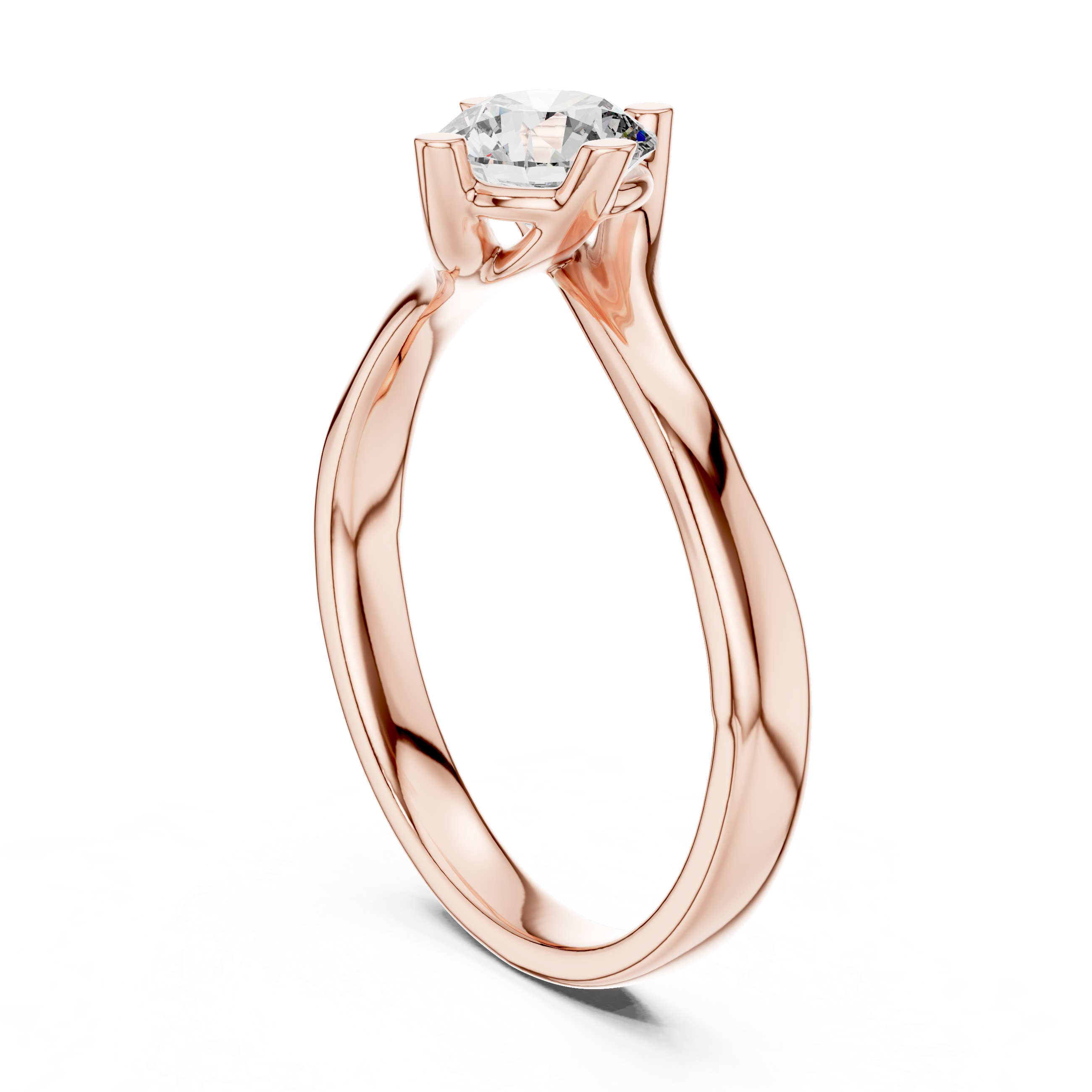 Round Brilliant Solitaire Diamond Bypass Shank Proposal Ring