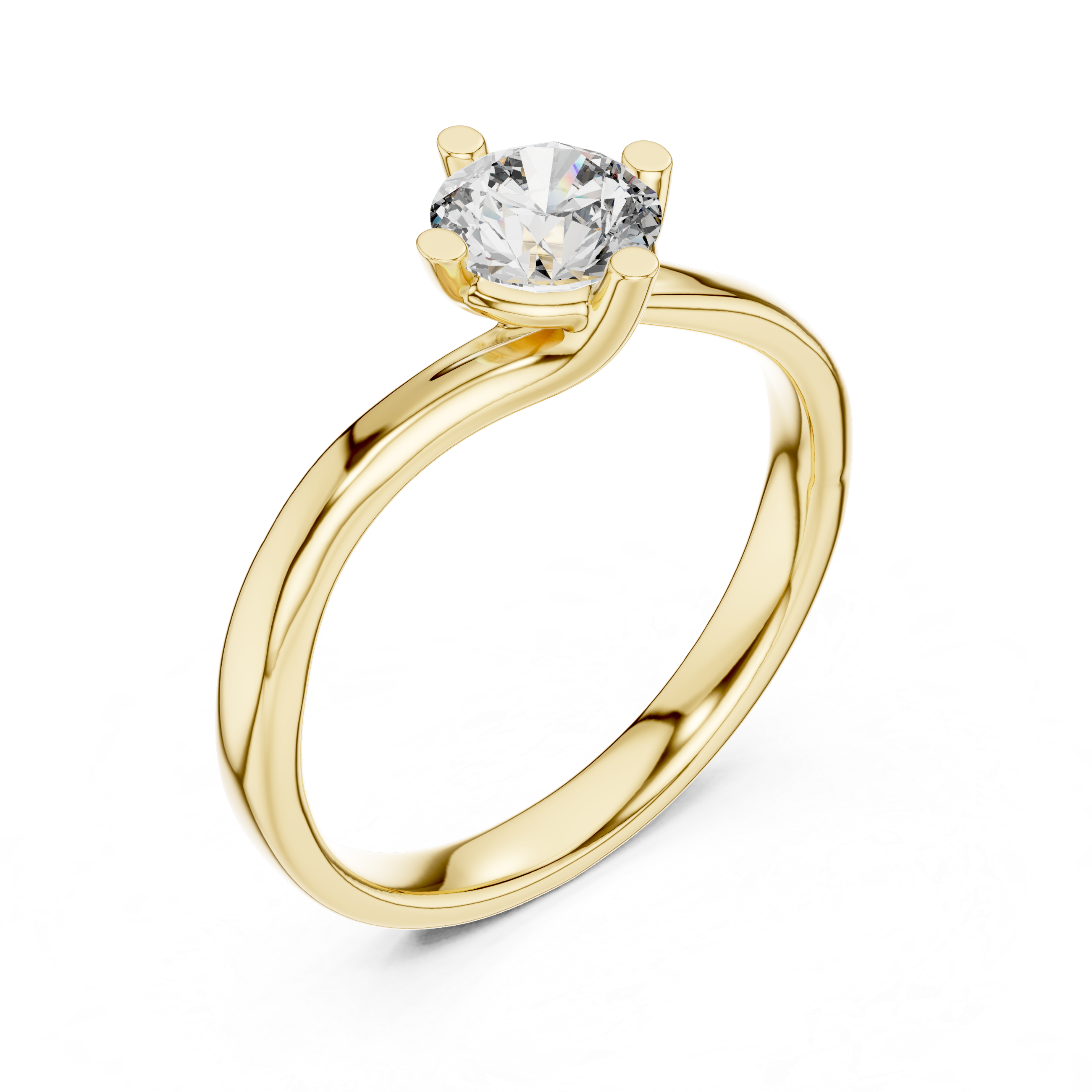 Round Brilliant Solitaire Diamond Bypass Shank Proposal Ring