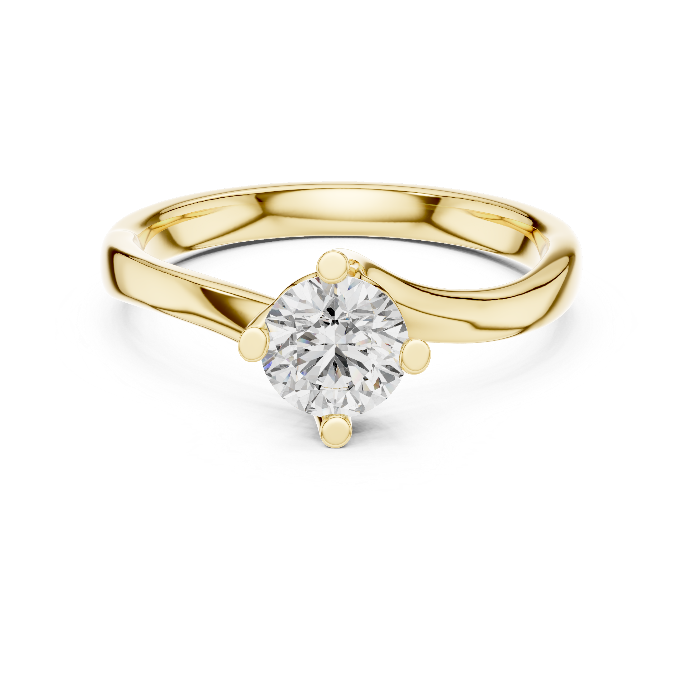 Round Brilliant Solitaire Diamond Bypass Shank Proposal Ring