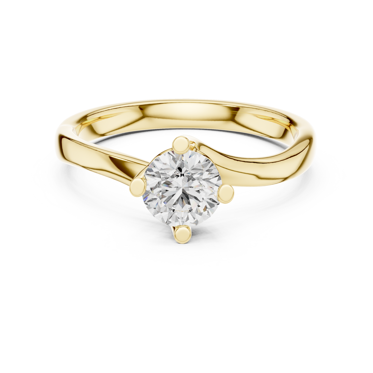 Round Brilliant Solitaire Diamond Bypass Shank Proposal Ring