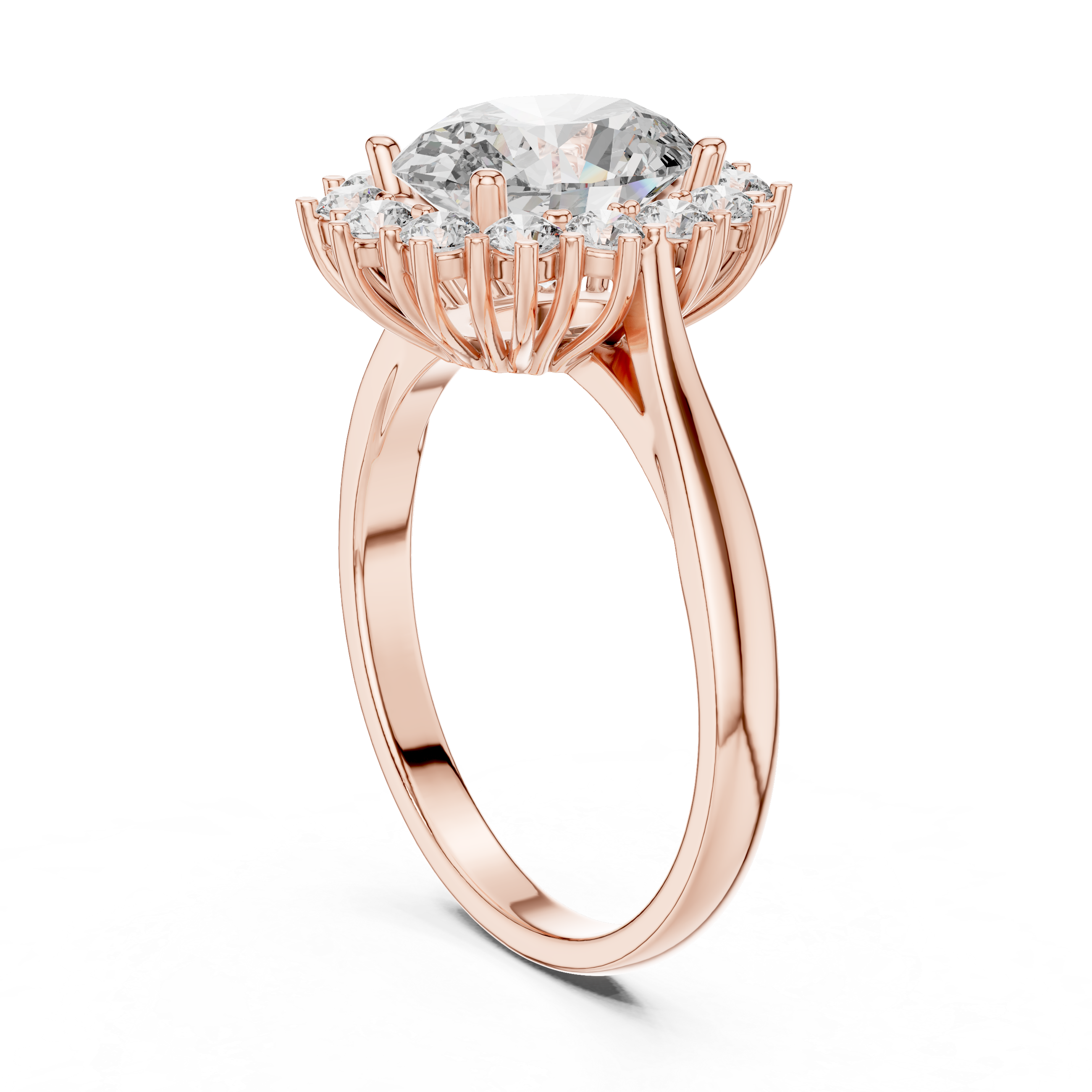 Oval Cut Diamond Sunburst Halo Promise Ring