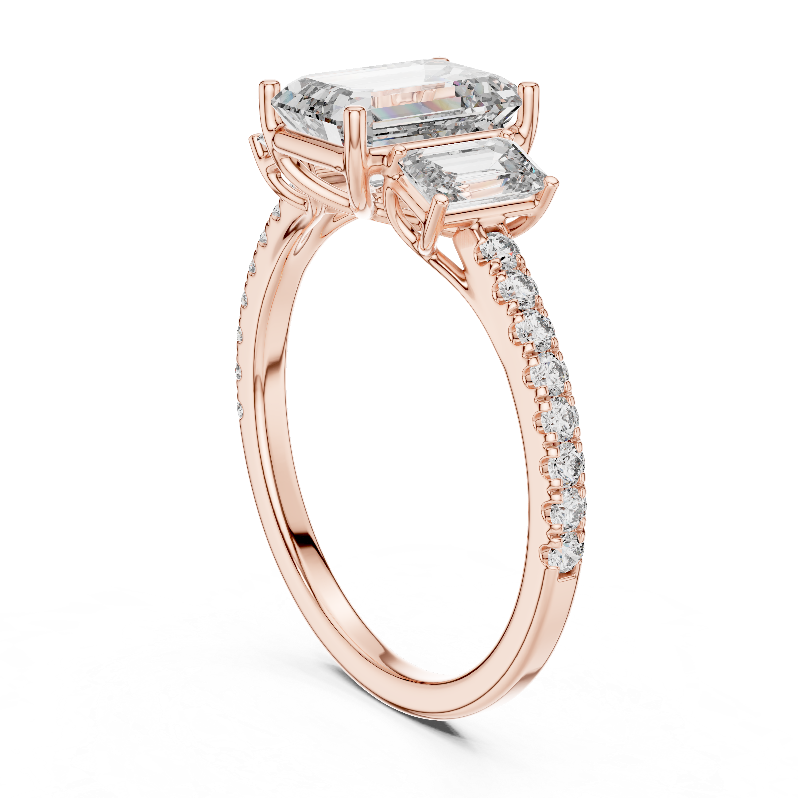 Emerald Cut Three Stone Diamond Promise Ring