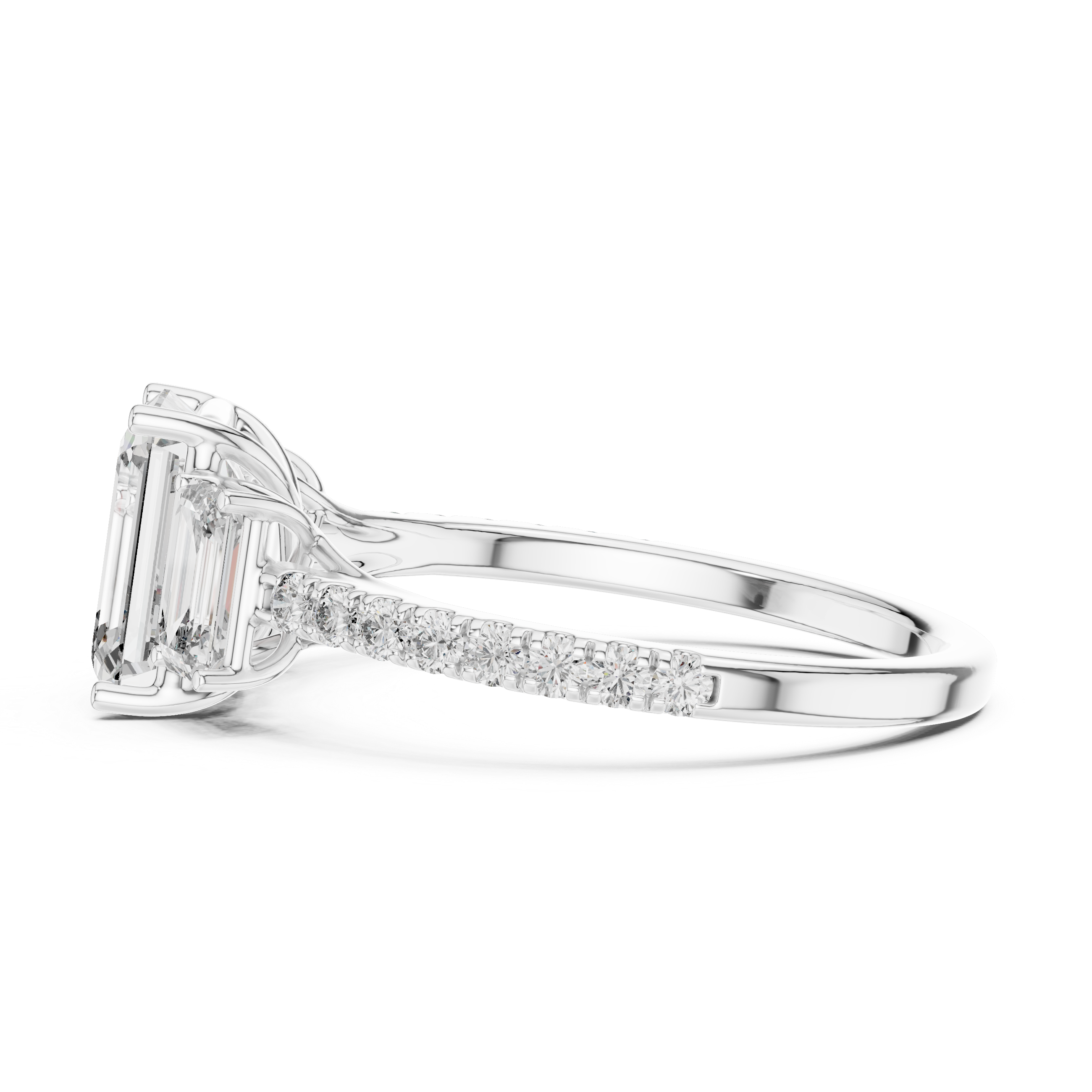 Emerald Cut Three Stone Diamond Promise Ring