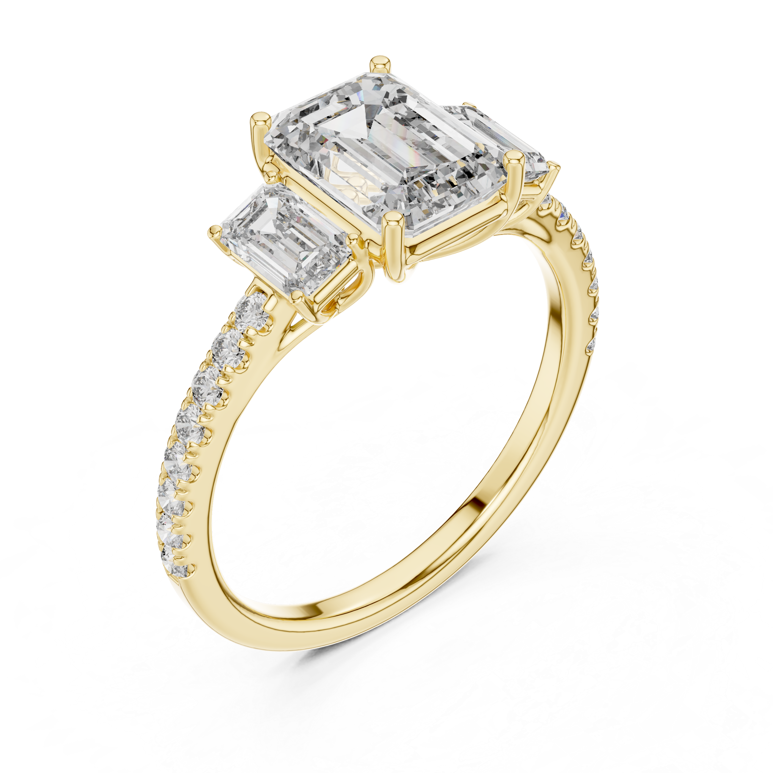 Emerald Cut Three Stone Diamond Promise Ring