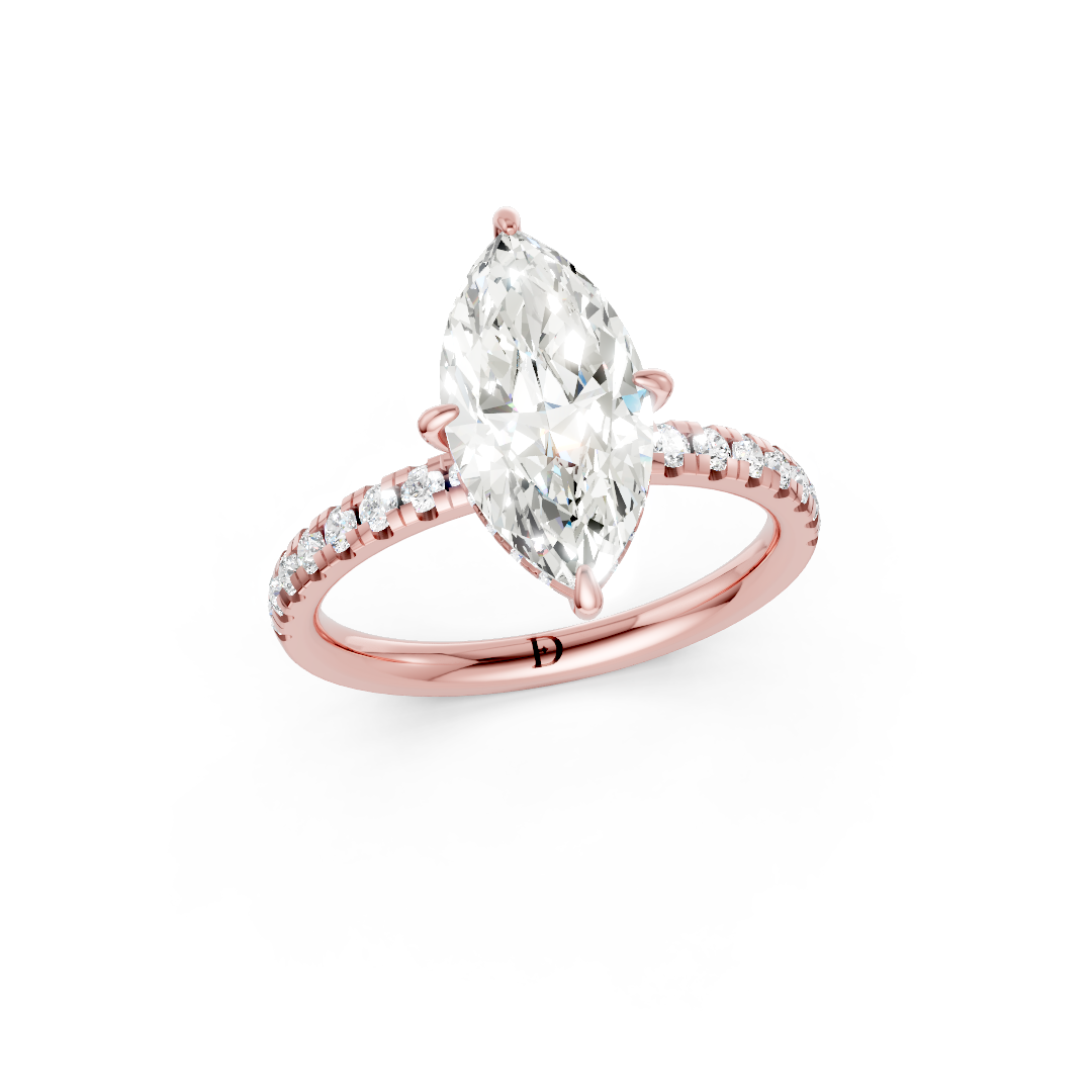Marquise Cut Hidden Halo Pave Set Ring