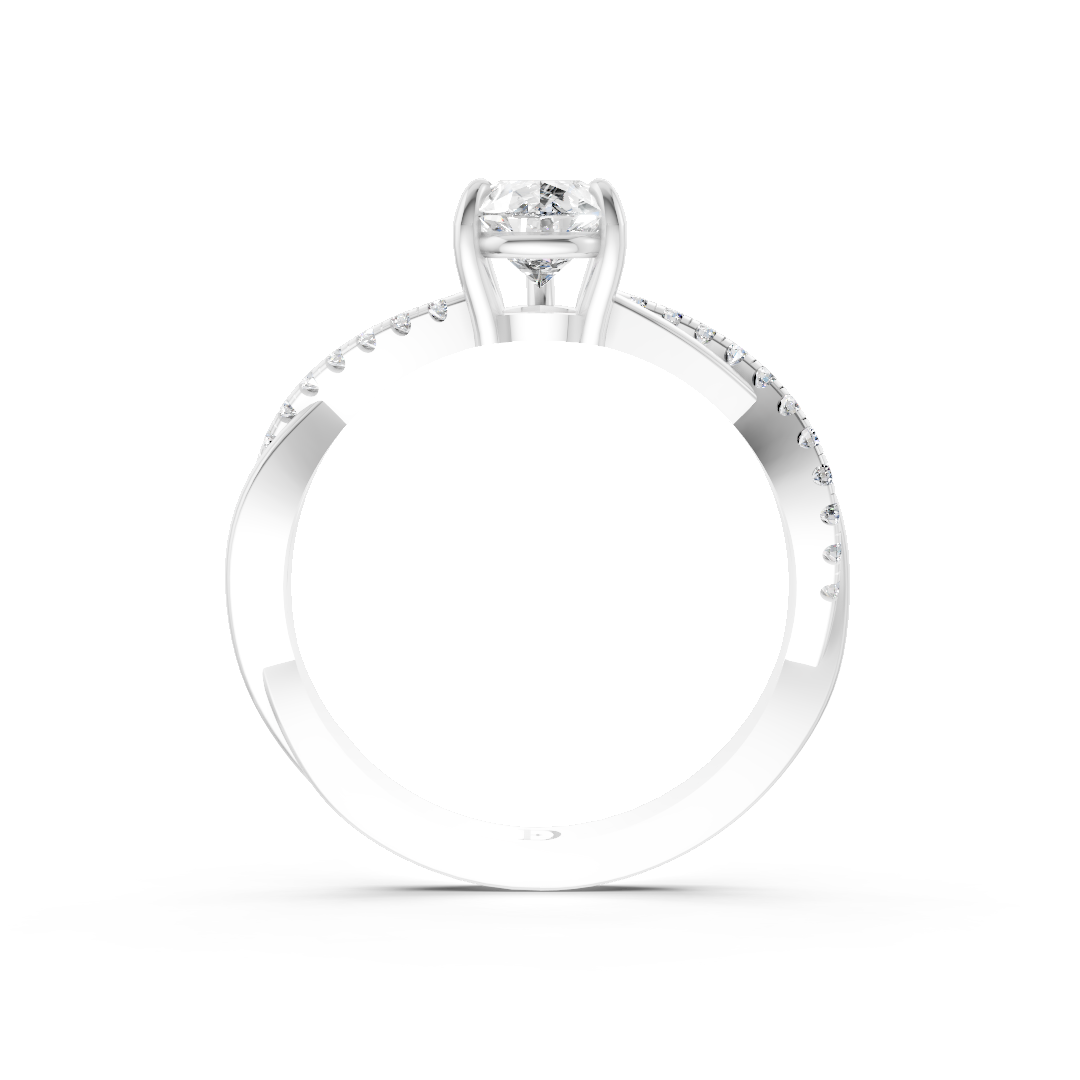 Pear Cut Diamond Twisted Infinity Ring With Half-Pavé Shank