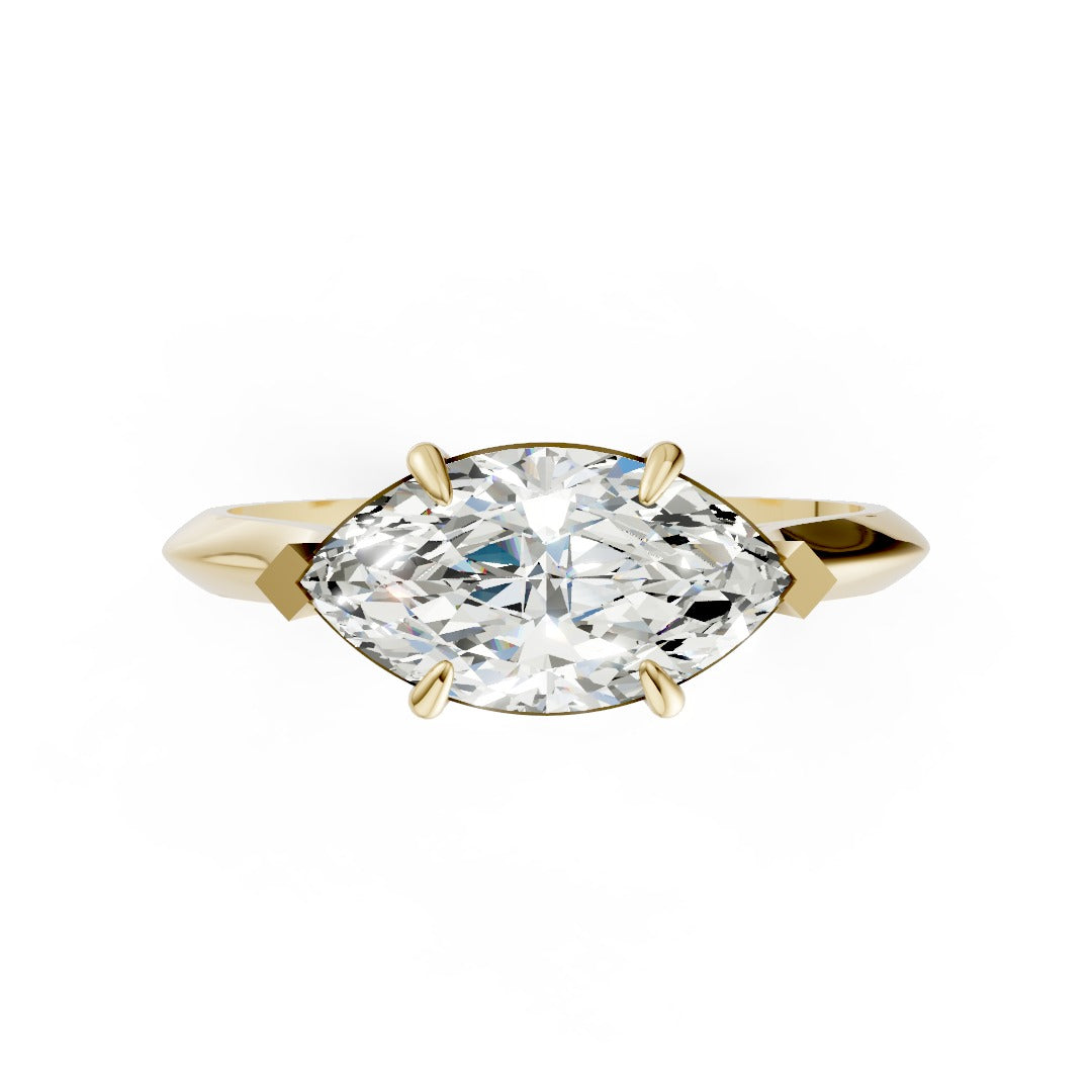 East West Marquise Solitaire Cathedral Engagement Ring