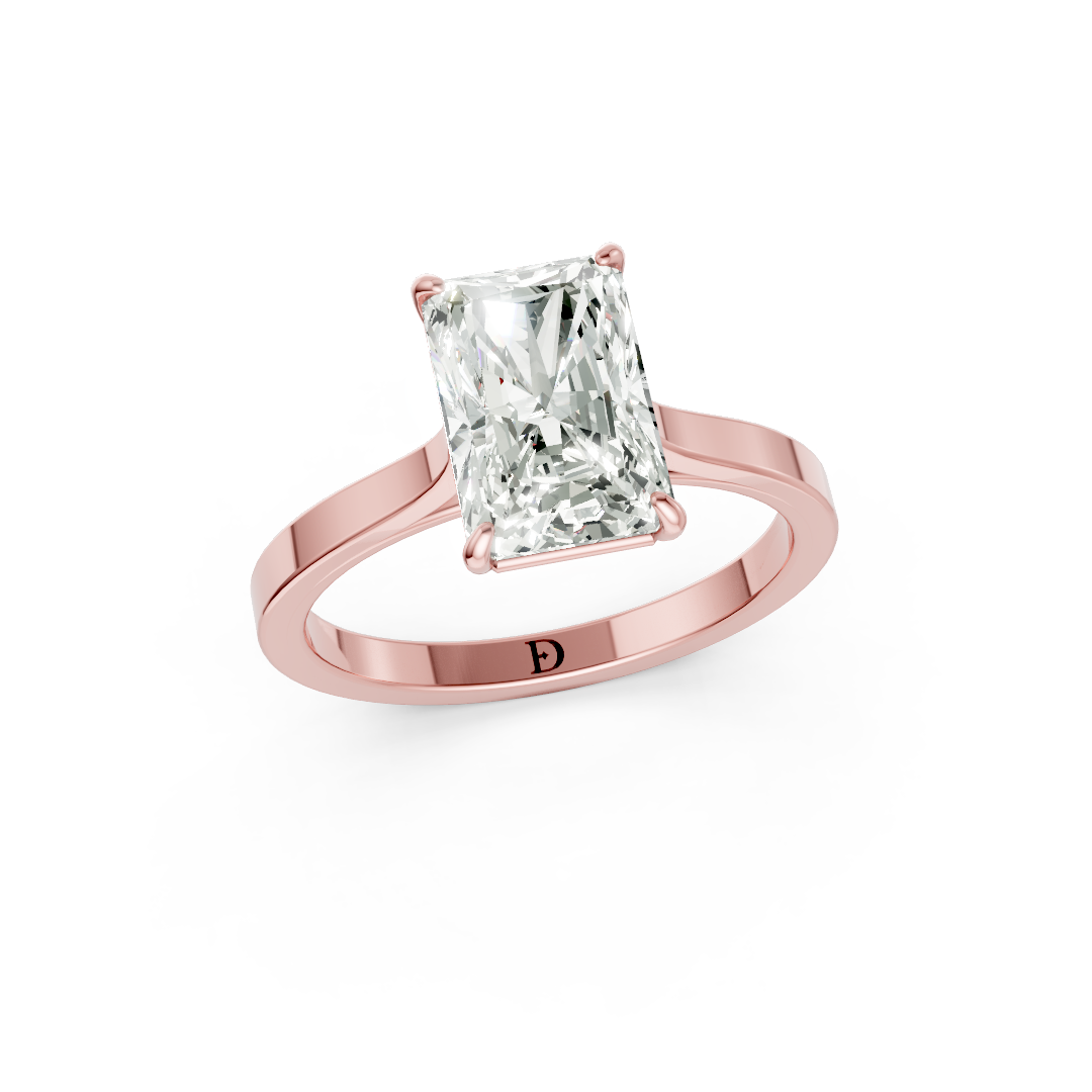 Radiant Solitaire Cathedral Shank Ring