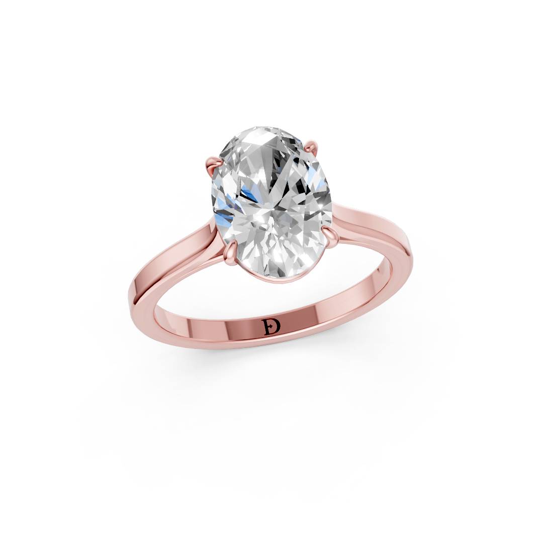 Oval Solitaire Cathedral Shank Ring