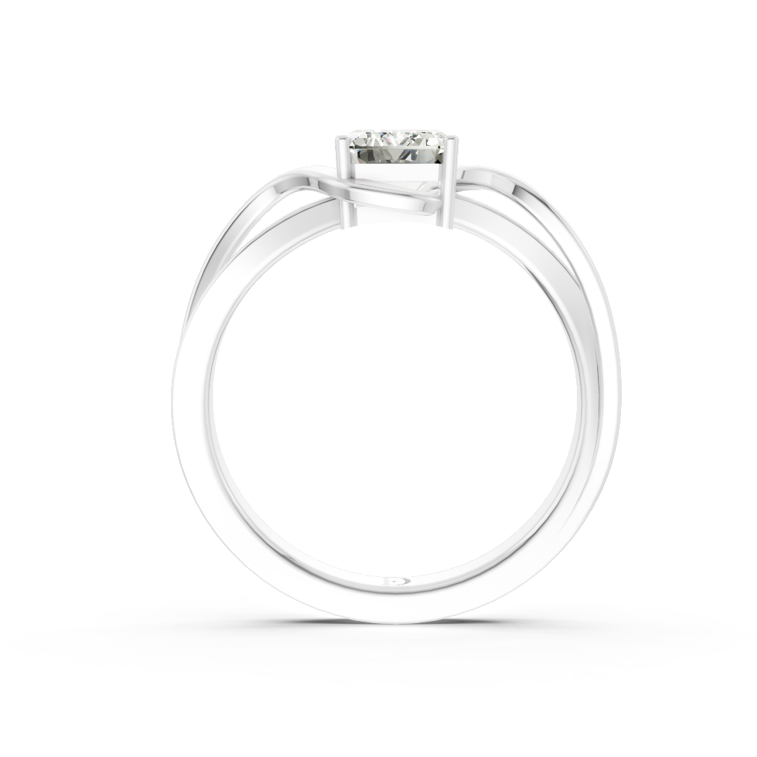 Emerald Cut Diamond Bypass With Ribbon Wrap Set Ring