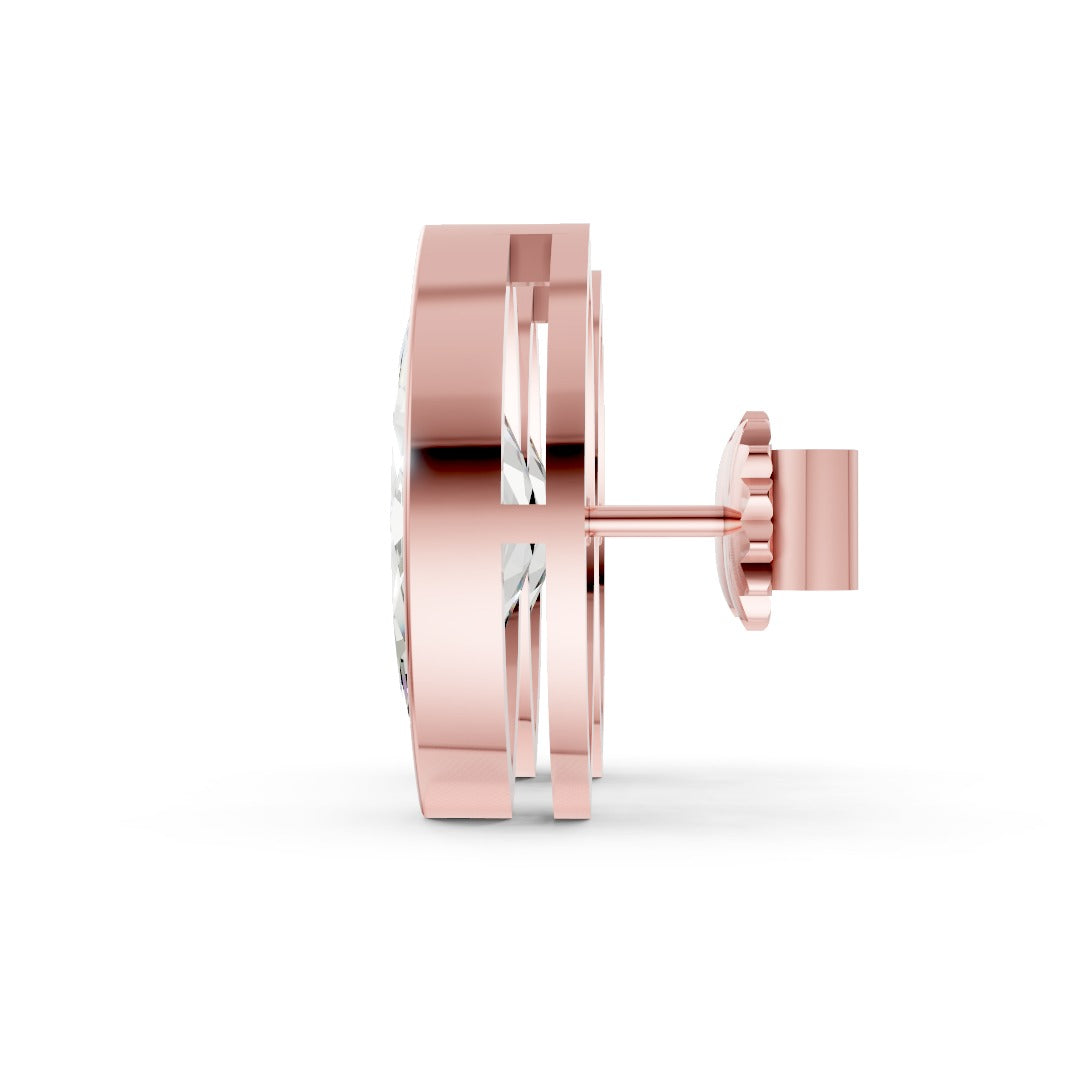 Marquise Cut Lab Grown Diamond Bezel Set Stud Earring