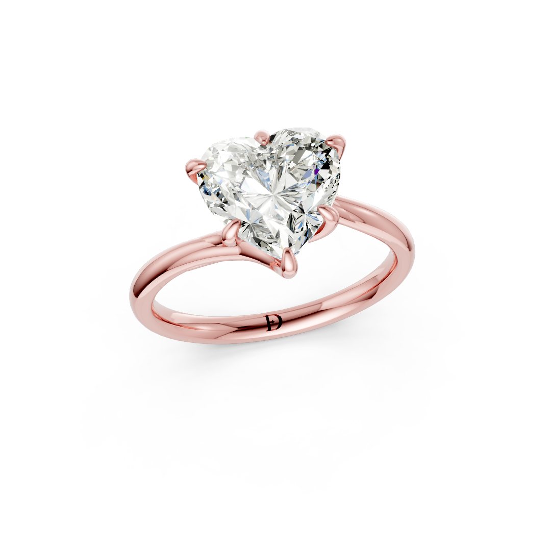 Heart Diamond Bypass Shank Solitaire Ring
