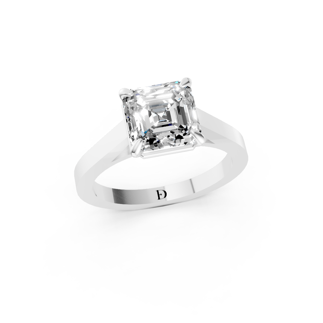 Asscher Diamond 4-Prong Ring