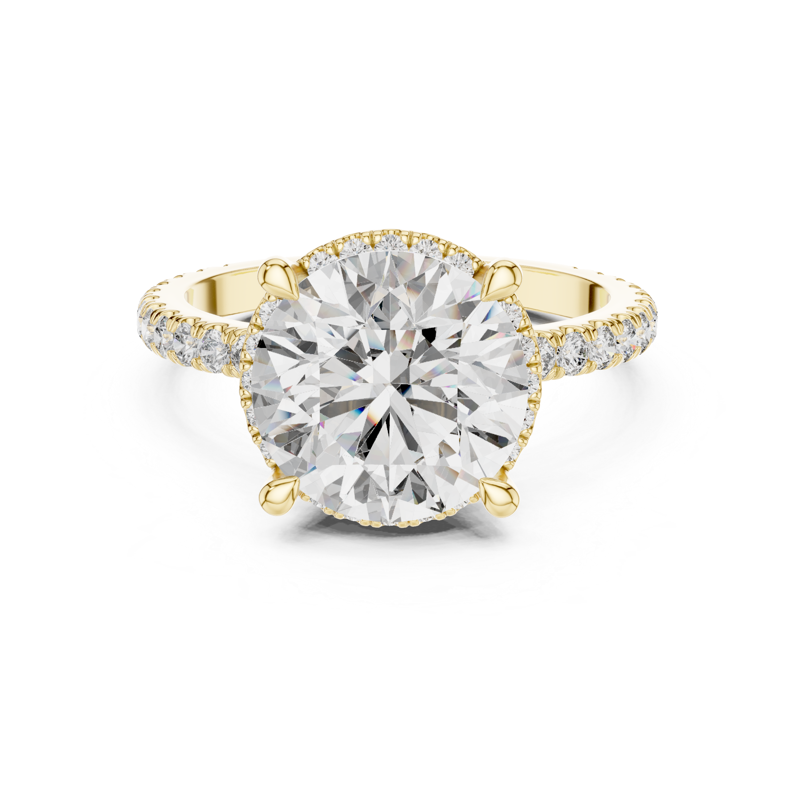Round Cut Hidden Halo Lab Diamond Wedding Ring