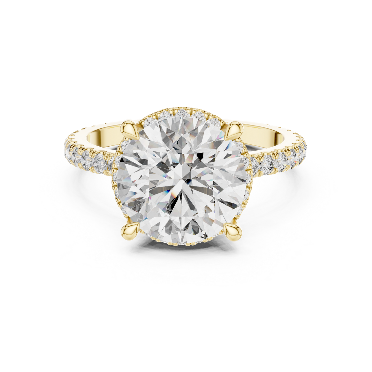Round Cut Hidden Halo Lab Diamond Wedding Ring