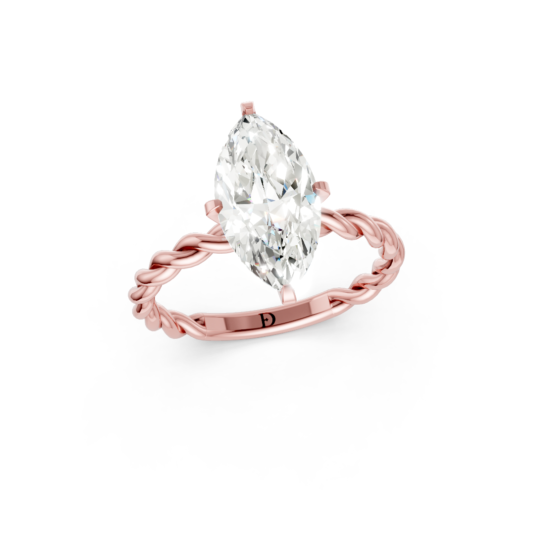 Marquise Diamond Twisted Shank Ring