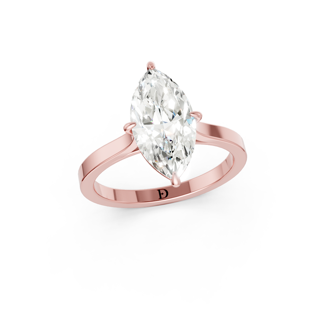 Marquise Solitaire Cathedral Shank Ring