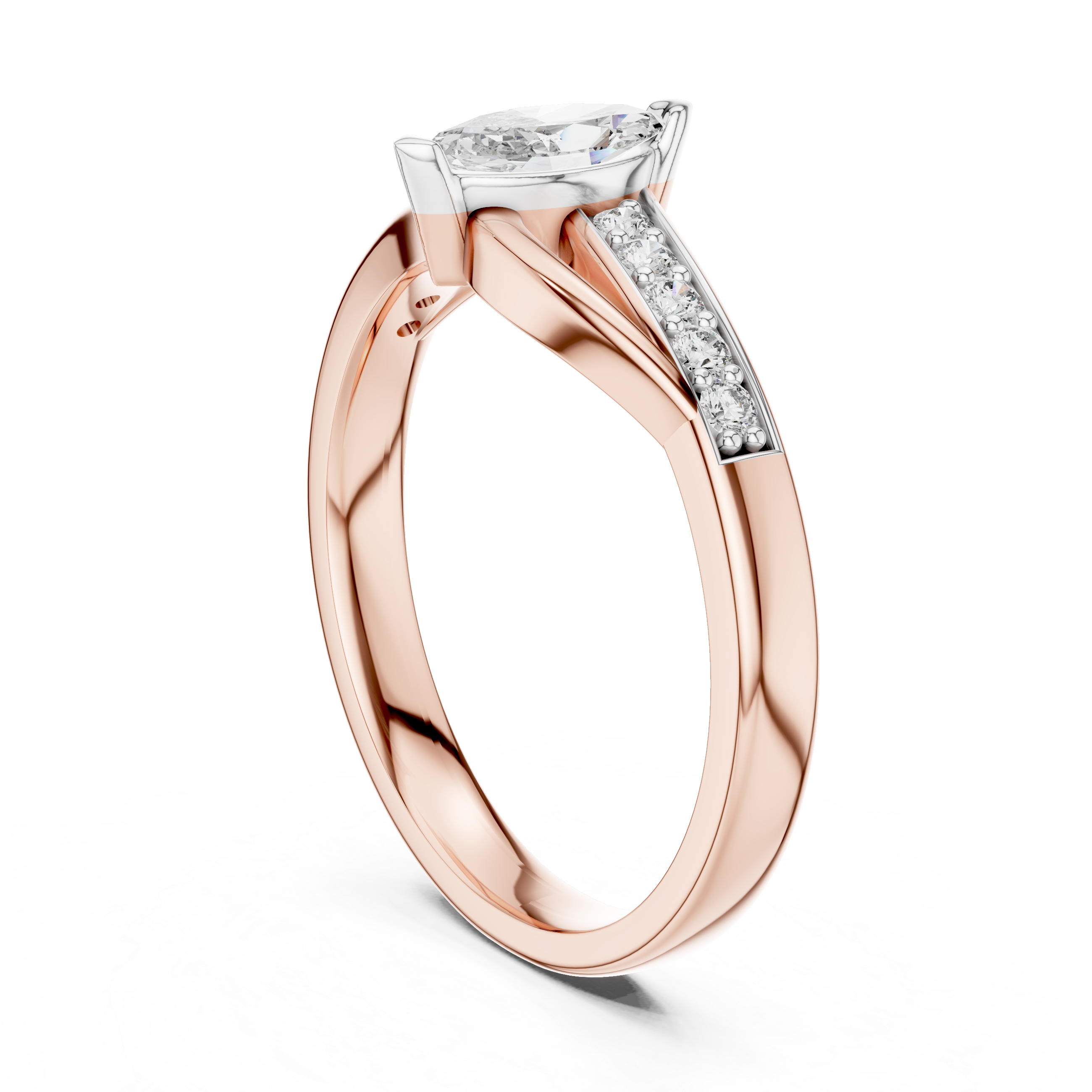 Marquise Cut Diamond Bypass Ring With Brilliant Pave Setting