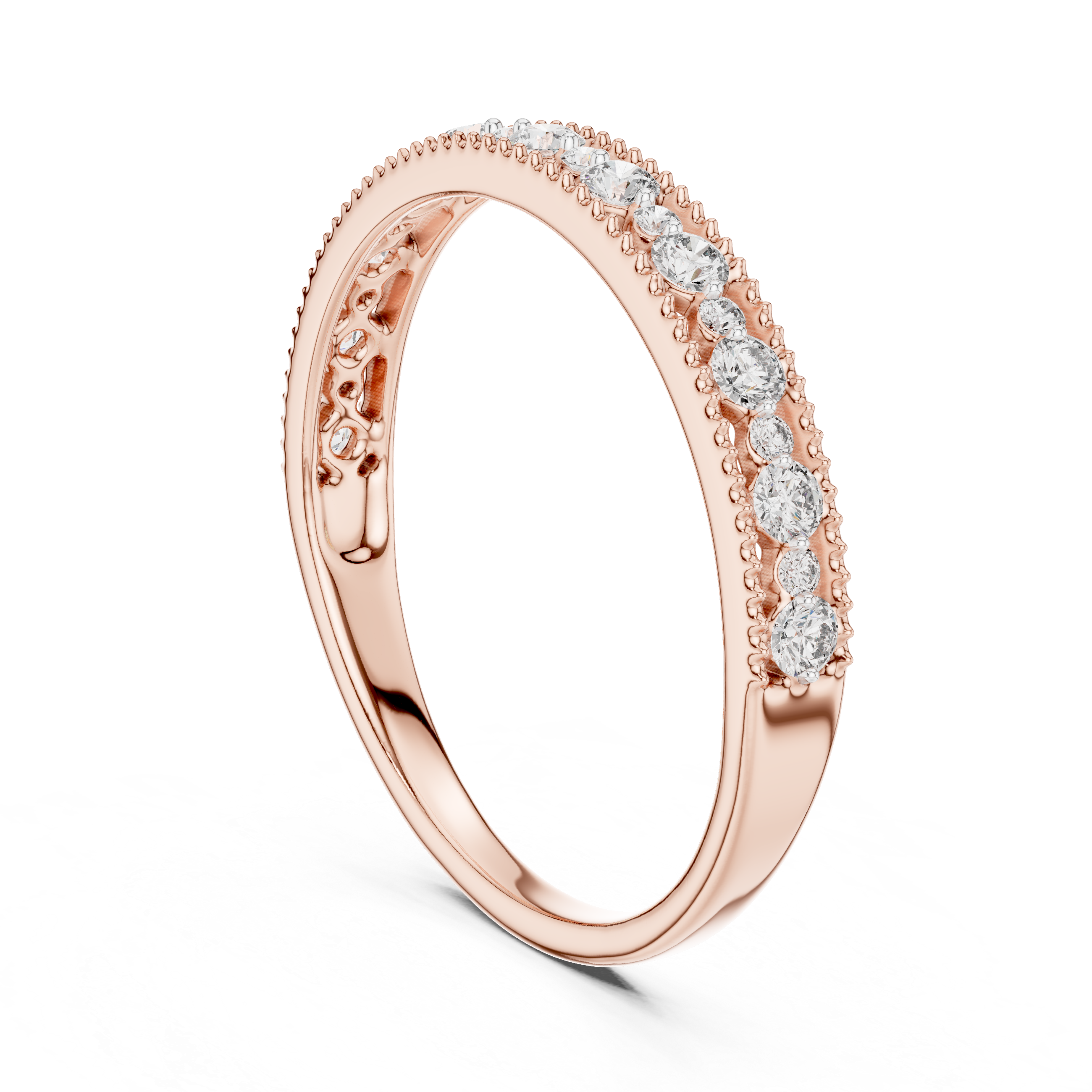 Art Deco Milgrain Diamond Stackable Band