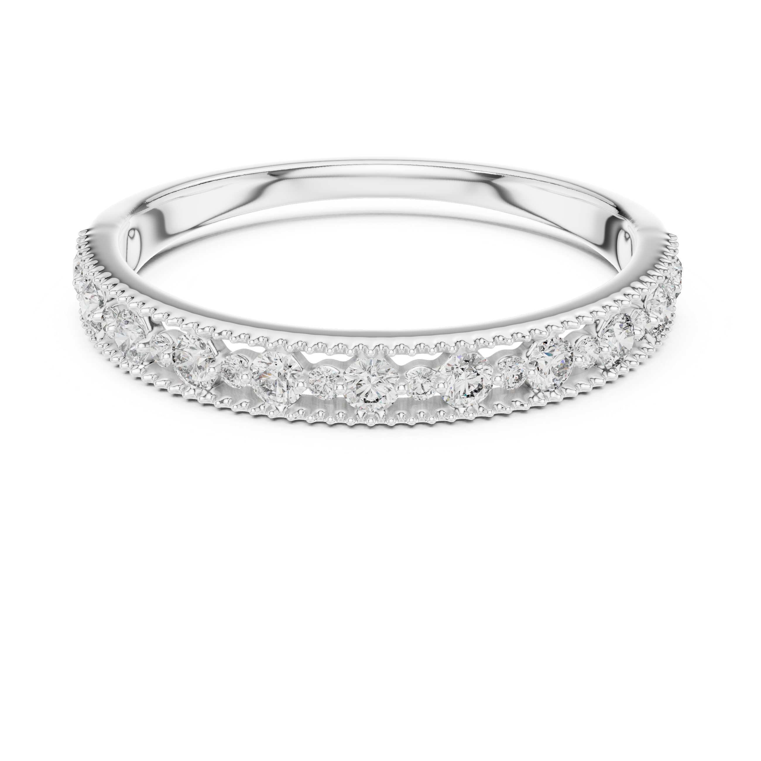 Art Deco Milgrain Diamond Stackable Band