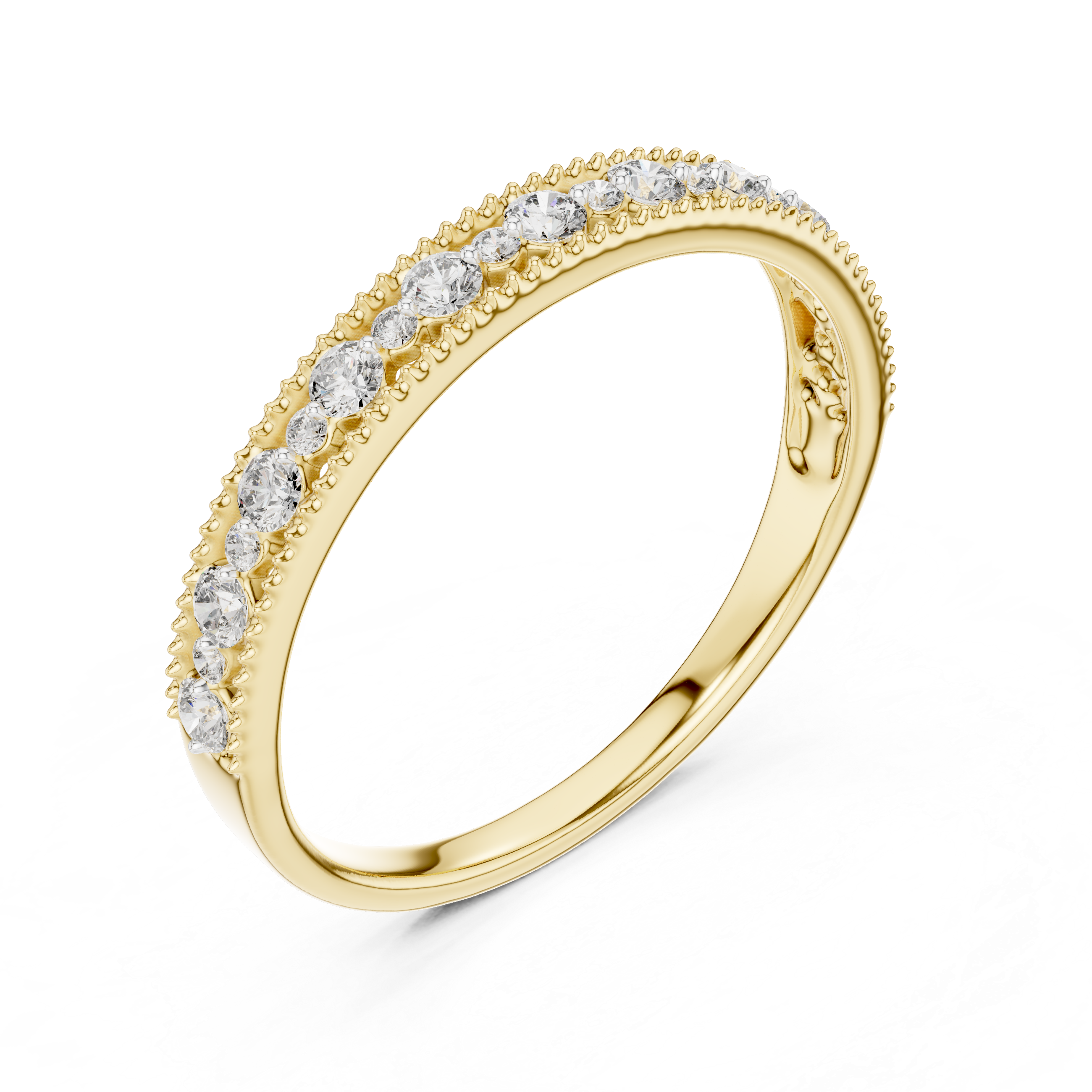 Art Deco Milgrain Diamond Stackable Band