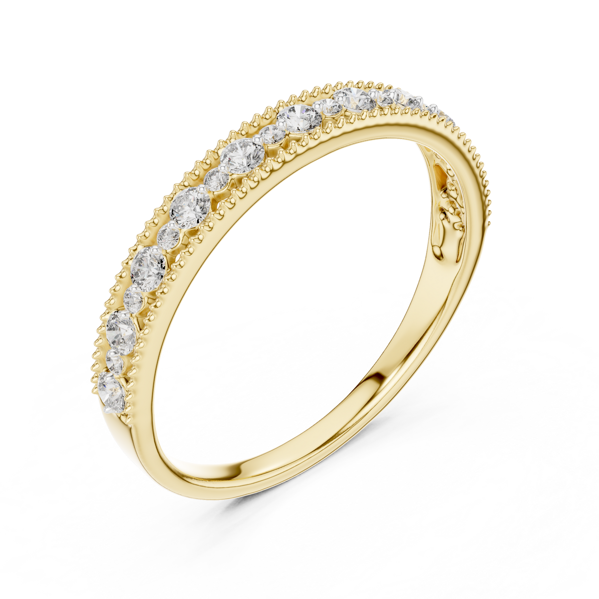 Art Deco Milgrain Diamond Stackable Band